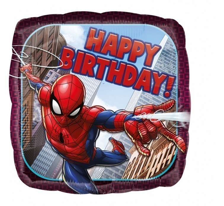 SPIDERMAN Happy Birthday folijos balionas, 46 cm SPIDERMAN Happy Birthday folijos balionas, 46 cm